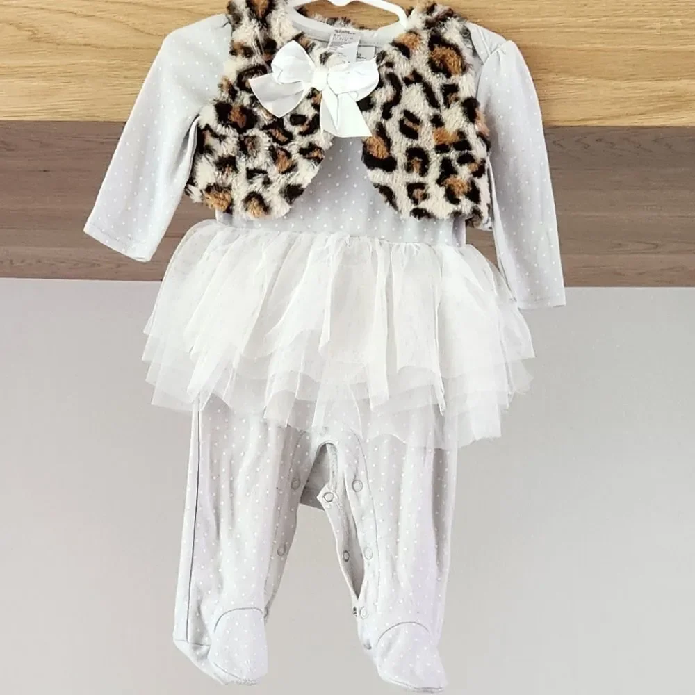 NWT Baby Starters Leopard Luxe Ballet Onesie/Footie